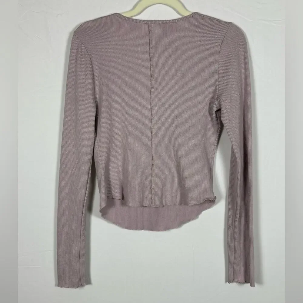 Intimately Free People Keep It Basic Layering Henley Top Lavender Small - Picture 5 of 7